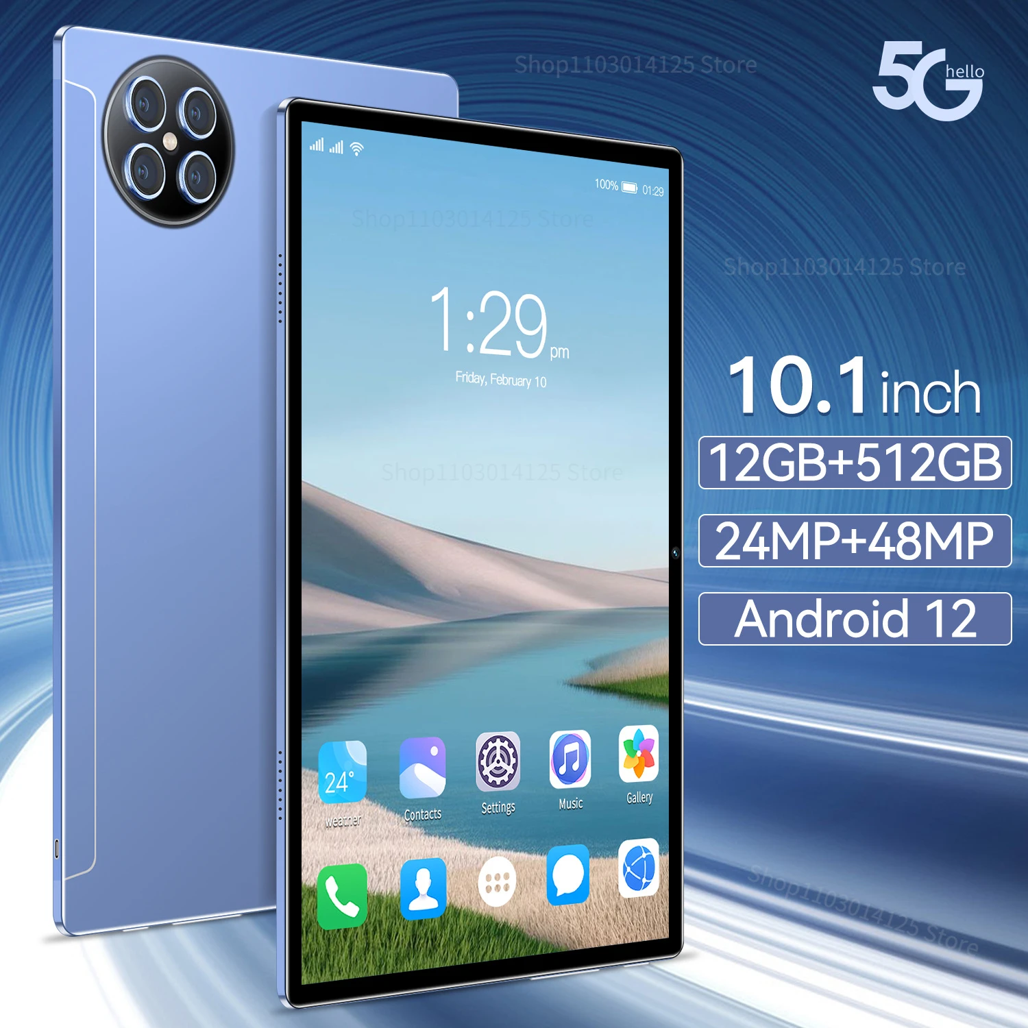 

New 2023 Tablet X19 10.1inch Android 13.0 16GB RAM 1TB ROM Dual SIM Dual Standby WIFI Google Play Worldwide Edition Game Gifts