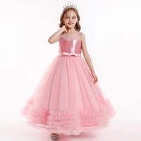 bunnylulu summer childrens dress child sequins wave point wedding dressflowers lace gauze princess puffy skirt holiday party