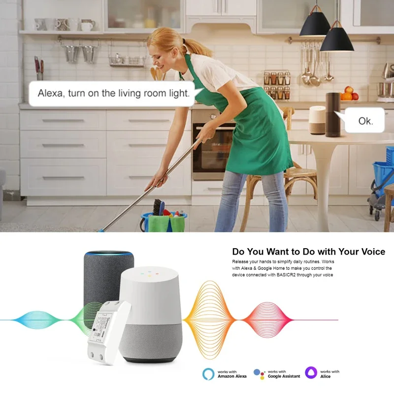 Переключатель SONOFF BASICR2/RFR2 модуль умного переключателя Wi-Fi 10A беспроводное