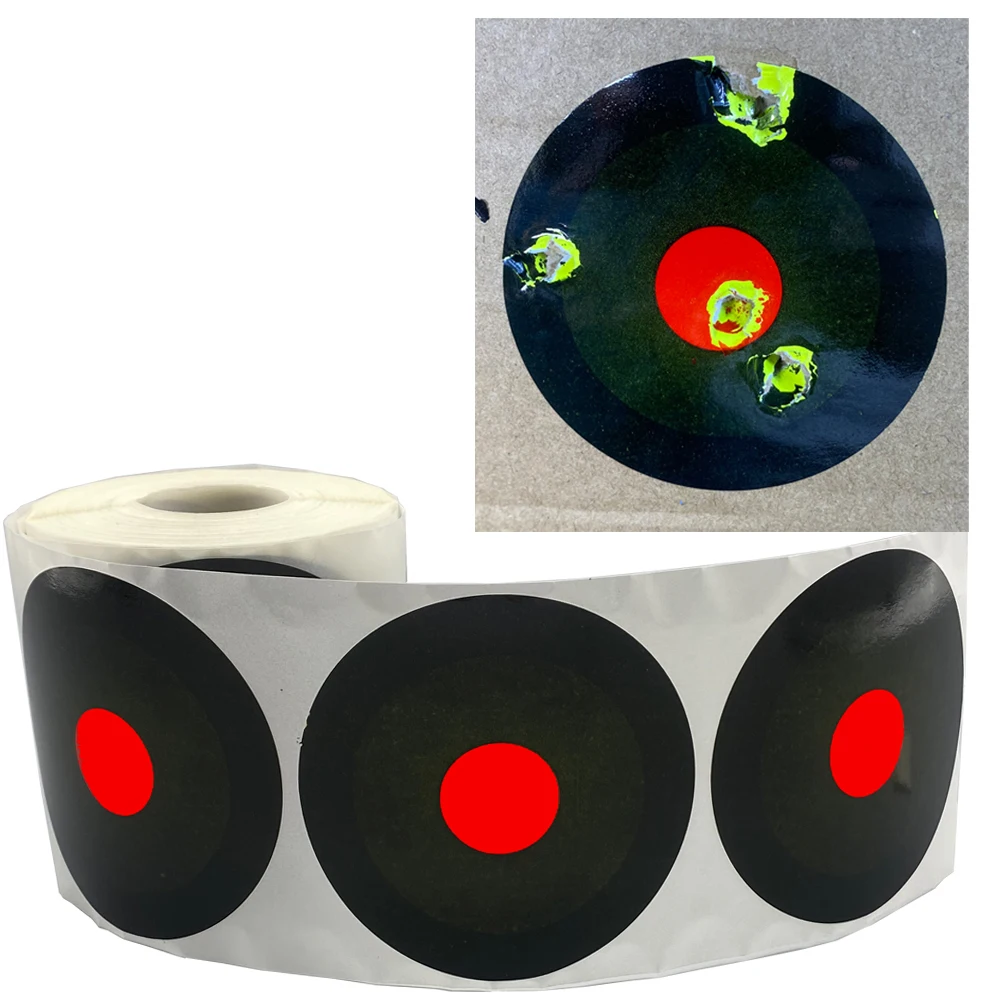 

3 Inch 7.50cm SplatterBurst Sticker Shooting Targets Central Red Reactive Color-Impact 250Pcs/Roll Outdoor N Indoor Hunting