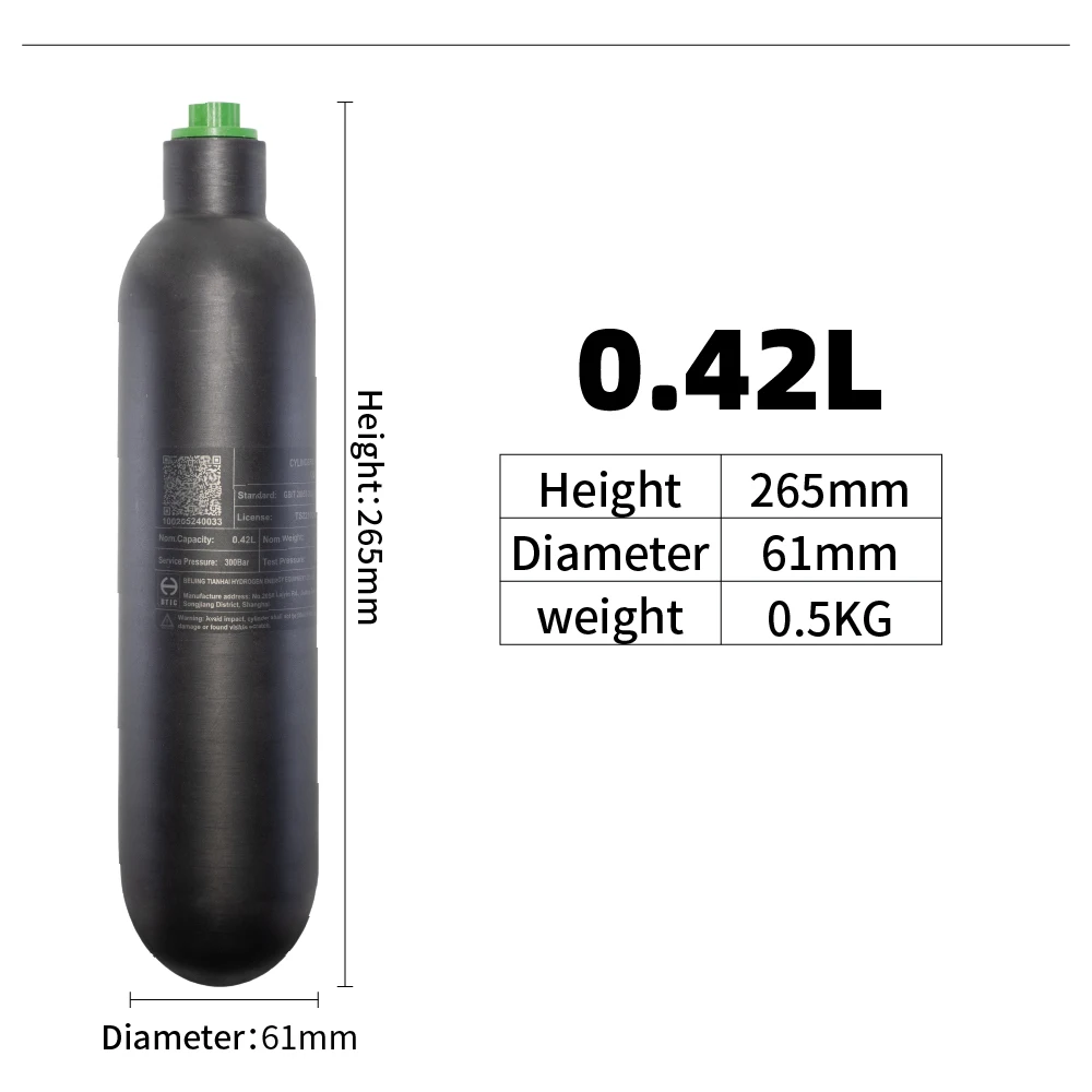 

Цилиндр HPA Tank из углеродного волокна 0.22L/0.3L/0.36L/0.42L/0.5L/0.6L/0.62L M18*1.5