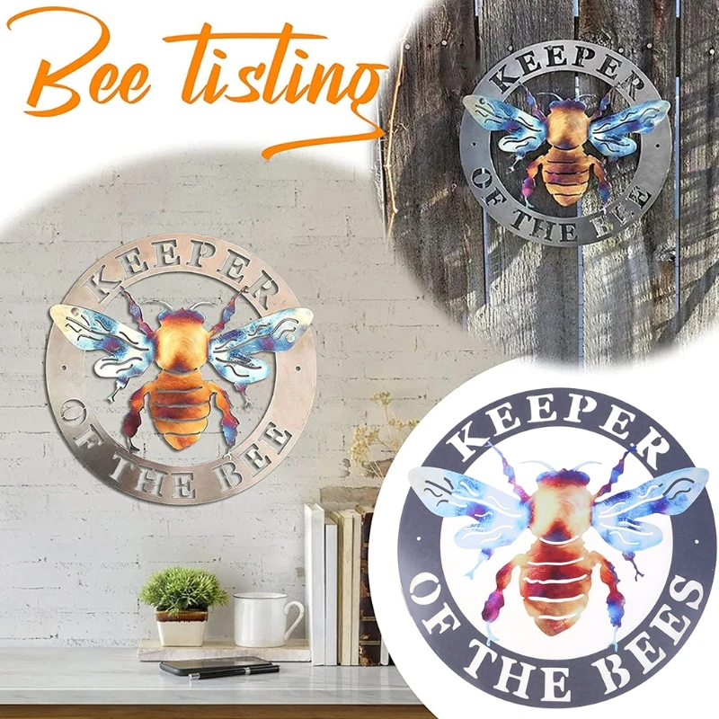 

Металлический Настенный декор, винтажный Красочный Держатель пчелы, железная ферма, подвесной кулон 87HA