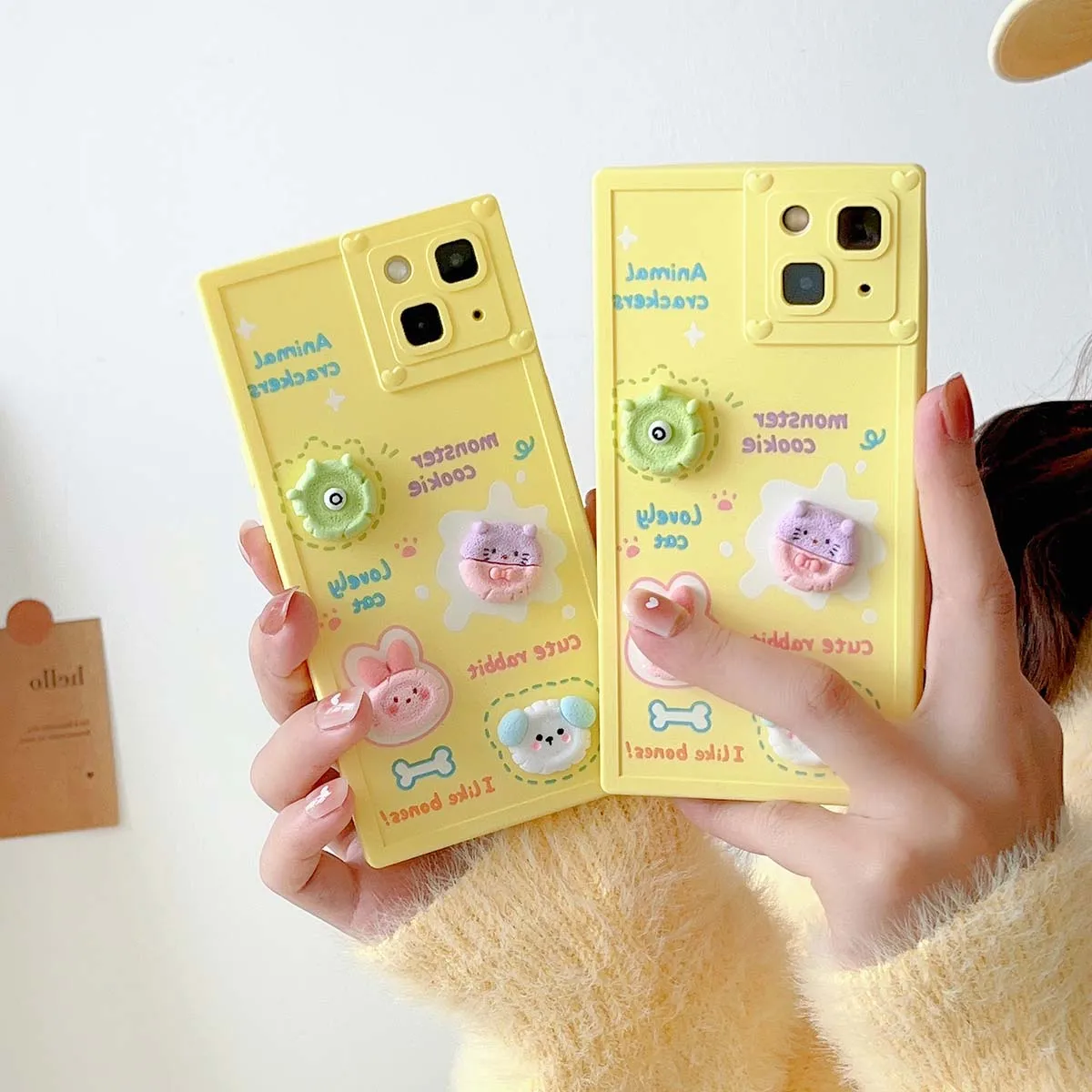 

for iPhone 11 12 13 14 Pro Max Full Coverage Girls' Phone Case Cartoon Cute 3D Weird Animal Square Silicone Soft Case