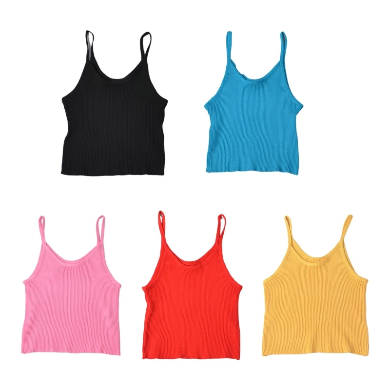 

Кроп-Топ женский на тонких бретельках, спортивный бюстгальтер, универсальный вязаный Топ