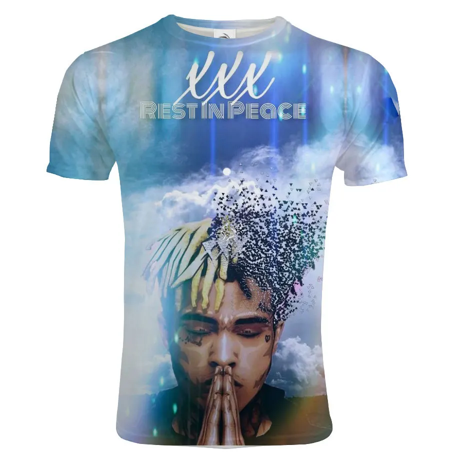 

2021 couple XXXTentacion3D digital printing street T-shirt men's slim fashion top