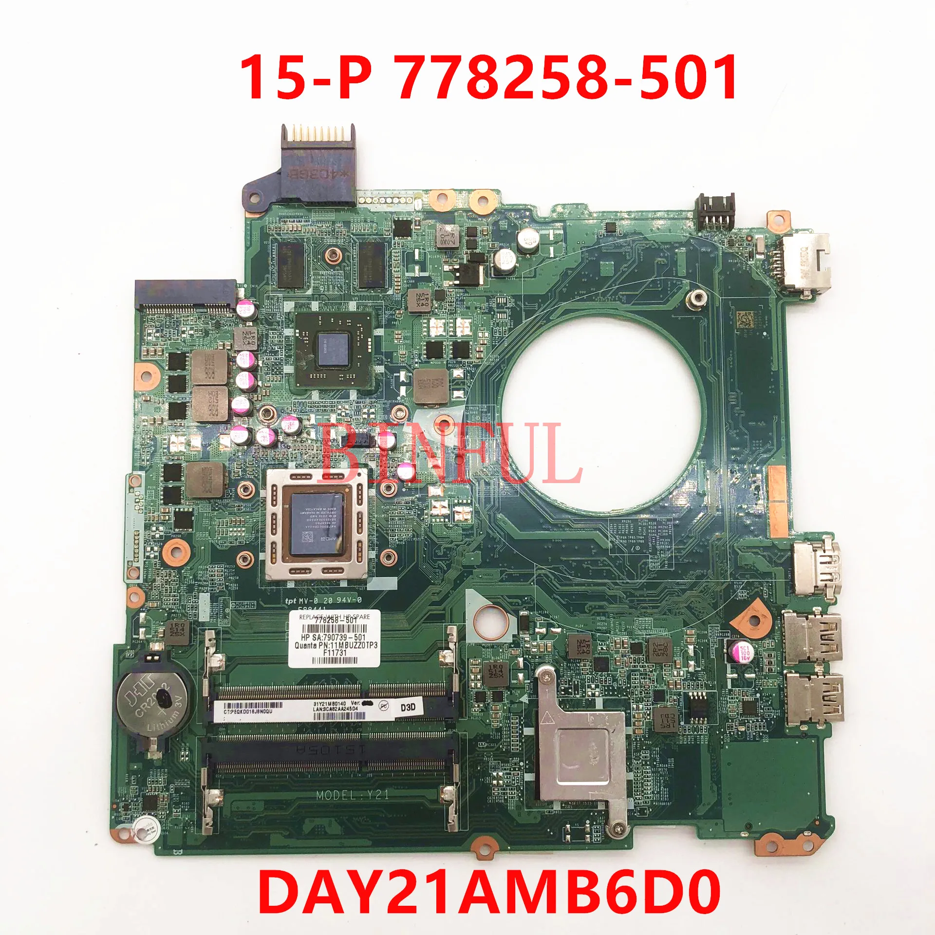 Laptop Motherboard For HP 15-P Laptop Motherboard 778258-501 778258-001 778258-601 DAY21AMB6D0 M260 A10-7300M 2G 100%Full Tested