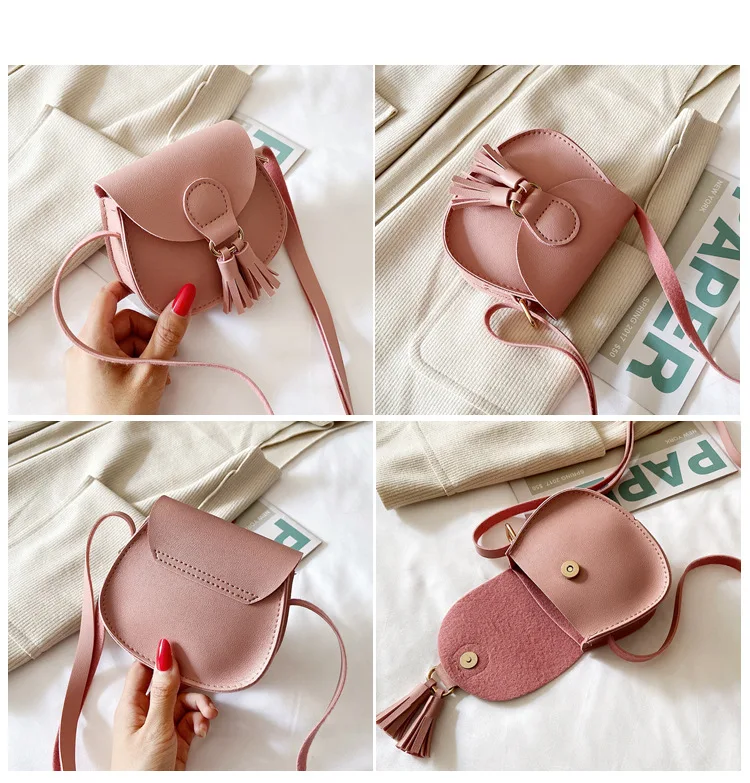 

Cute Princess Accessories Kids Coin Purse Handbags Cute Girls Baby Tassel Crossbody Bags PU Leather Children Small Shoulder Bag