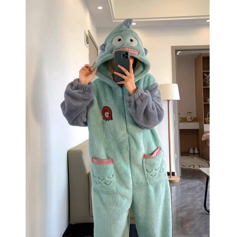 Новый утепленный коралловый флисовый комбинезон с рисунком рыбы-клоуна пижамы