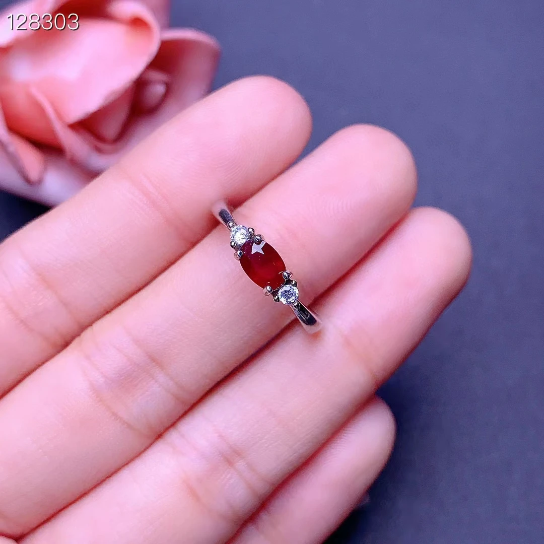 Ювелирные изделия из серебра 925 пробы с натуральным Рубином толщиной карат