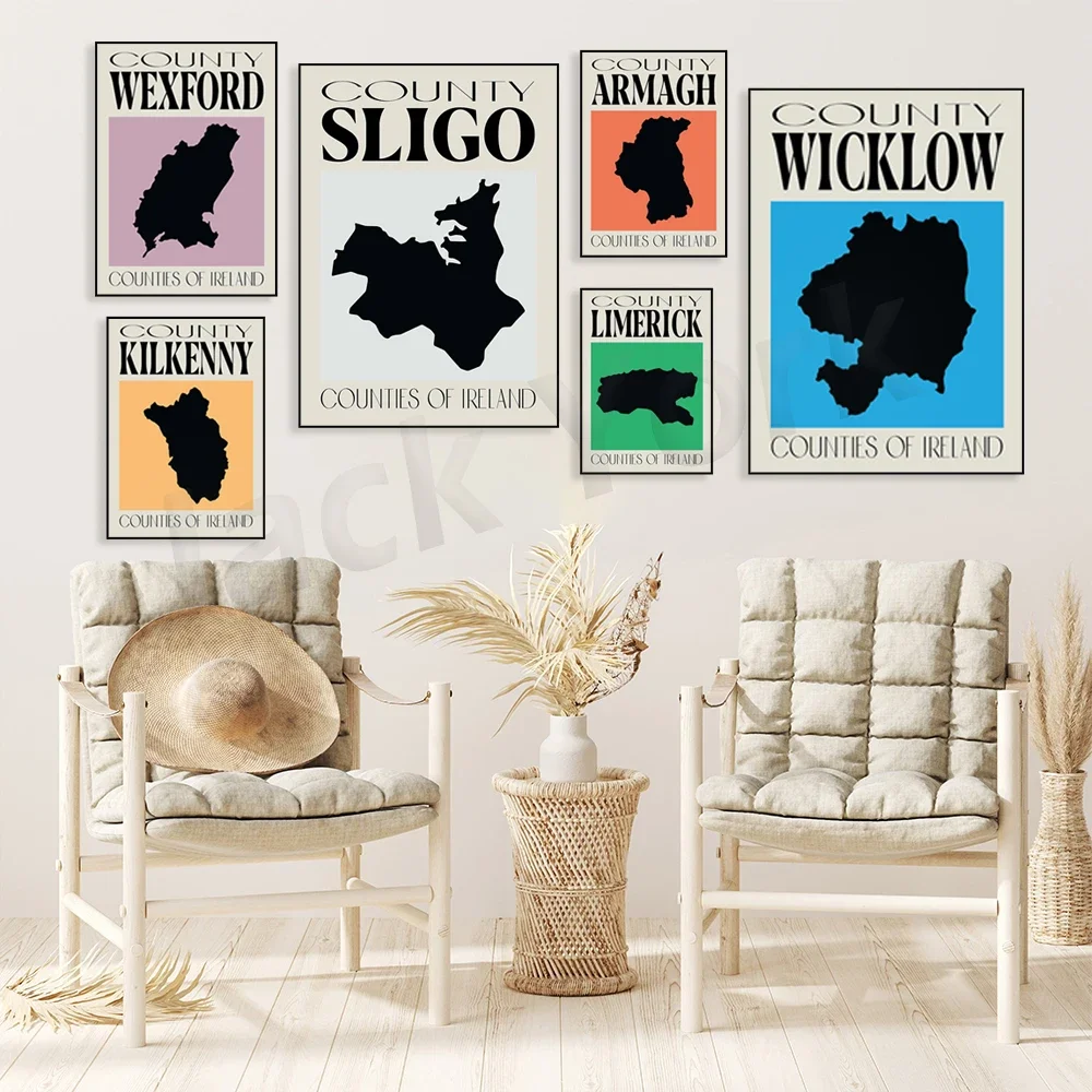 County Wicklow Tyrone Tipperary Sligo Kilkenny Kildare Wexford Map | Ireland Print