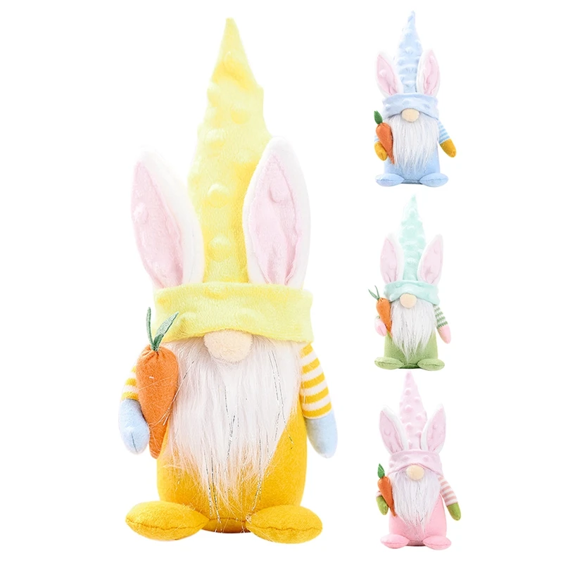 

Easter Bunny Carrot Gnome Doll Plush Dwarf Home Party Kids Toys Decor