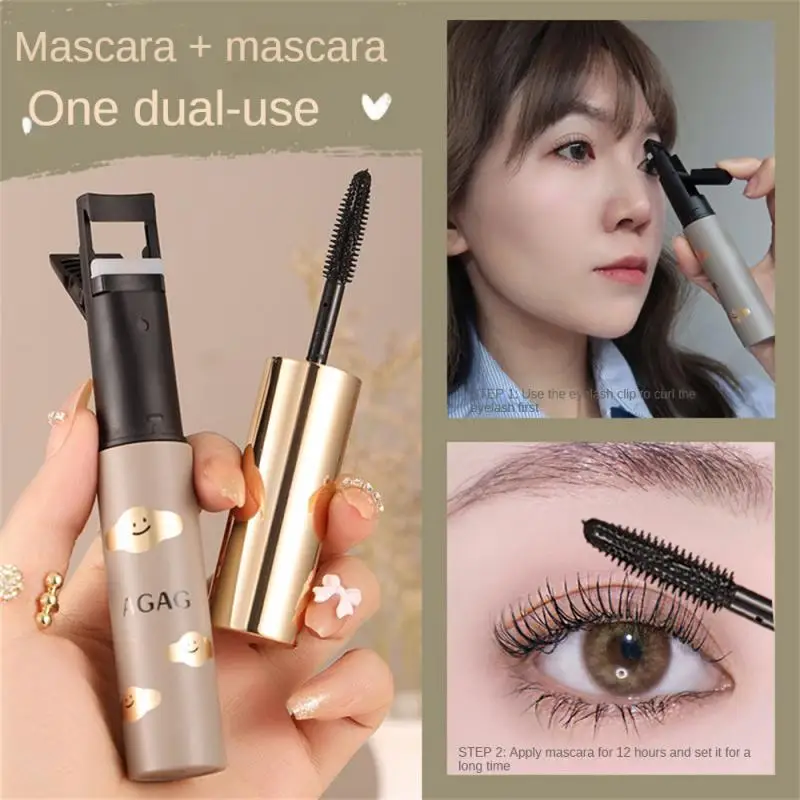 

2 In 1 Mascara With Eyelash Curler Silk Fiber Mascara Waterproof Smudge-proof Curling Lengthening Eyelash Extension Makeup Tools