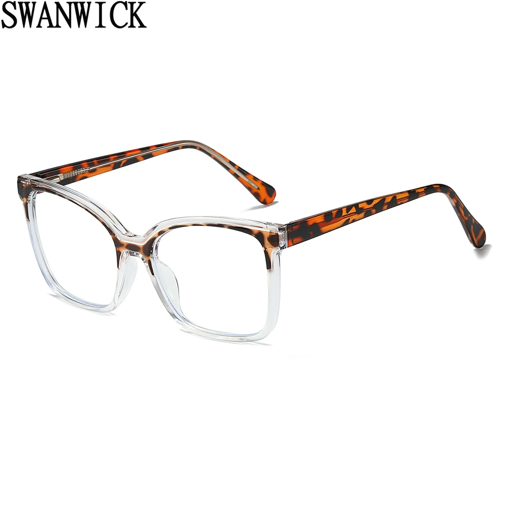 

Очки Swanwick кошачий глаз с прозрачными линзами, tr90, женские модные очки с синим светом, женские черные леопардовые очки в европейском стиле, по...