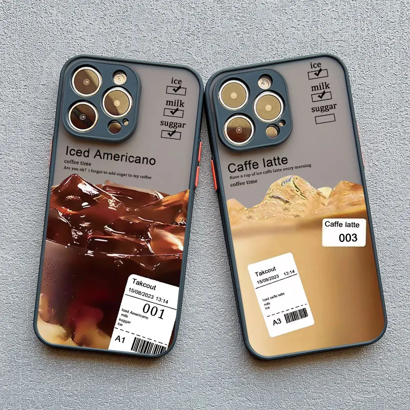 

Black Milk Ice American Coffee Latte Phone Case for Iphone 11 12 13 15 Pro Max Mini X XR XS 7 8 14 Plus SE20 Shockproof Cover