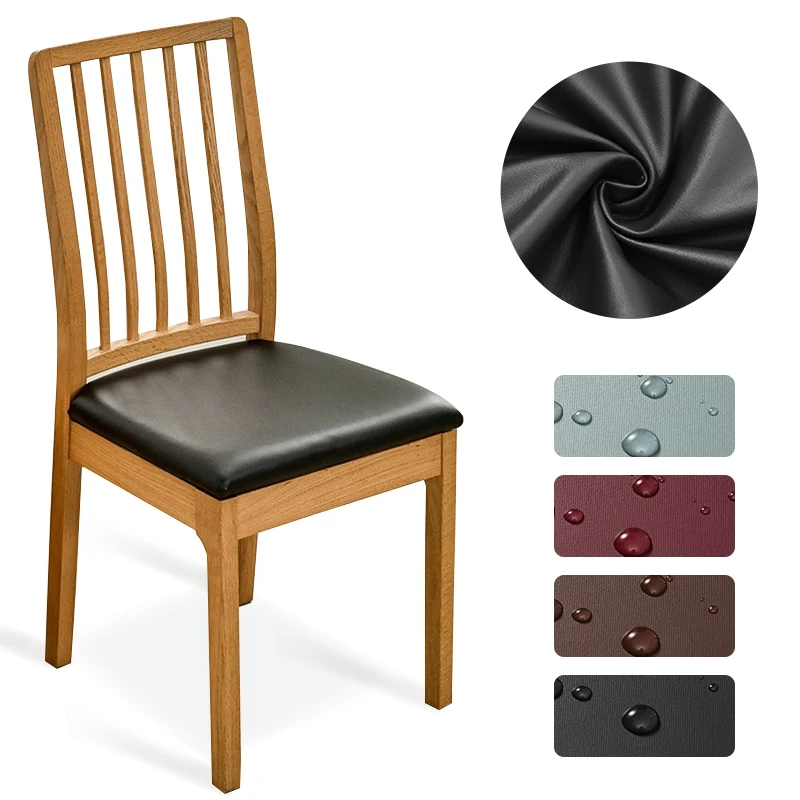 

1/2/4/6 pcs PU Leather Chair Seat Cover Waterproof Kitchen Dining Chair Slipcover Stretc Seat Case Removable Cushion Protector