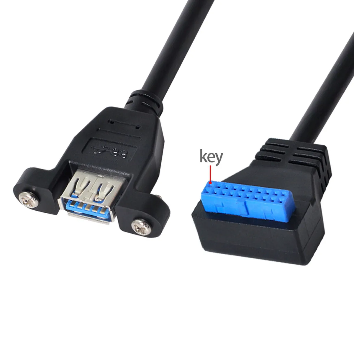 

Zihan USB 3.0 Single Port A Female Screw Mount Type to Down Angled Motherboard 20pin