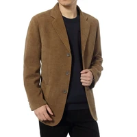 fashion solid color mens blazers middle aged men business jacket casual suit corduroy suit jacket spring autumn blazer coat warm