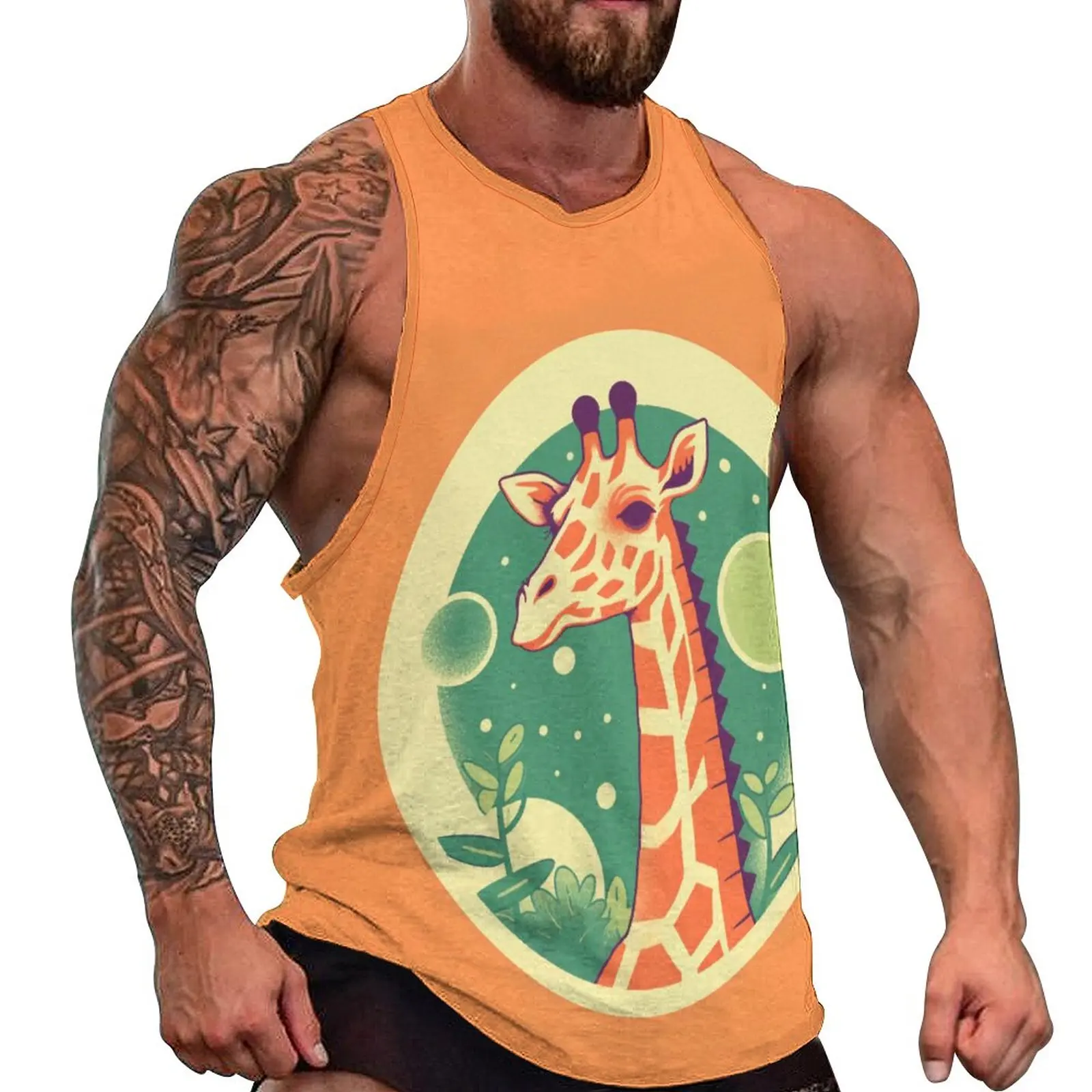 

CuteGiraffe Tank Top Men Simple Circle Tops Summer Graphic Gym Streetwear Oversized Sleeveless Shirts