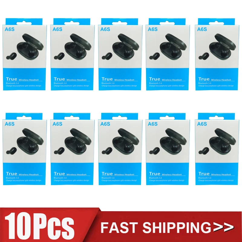 

10Pcs A6S TWS Wireless Headphones Bluetooth Earphone 5.0 Stereo Headset Earbuds with Microphone for Iphone Xiaomi Wholesale