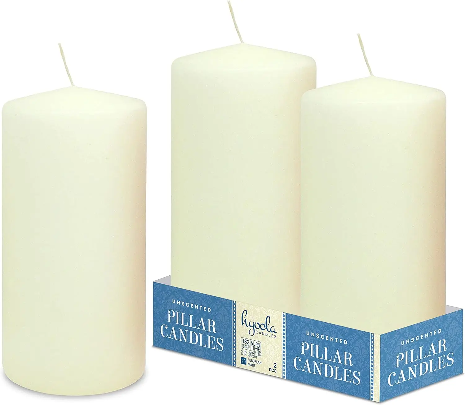 

Pillar Candles 4x8 Inch - Unscented Pillar Candles - 2-Pack - European Made Candles scented Velas cumpleaños Velas aromáticas