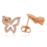 premium quality fashion jewelry classic aaa zircon set luxury woman gold plated butterfly stud earrings