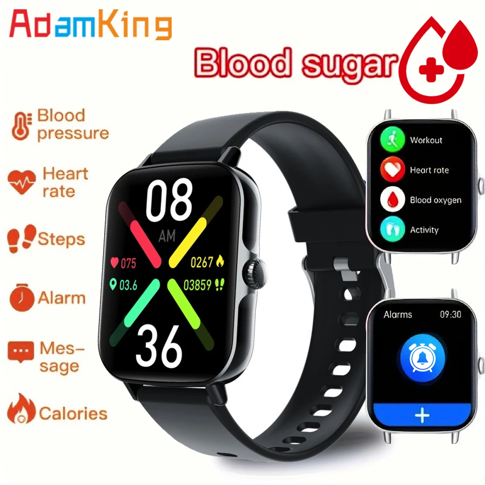 

Health Smartwatch Men 1.91' Blue Tooth Call Heart Rate Thermometer Sports Voice Assistant Fashion Smart Watch Women Blood Sugar