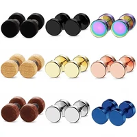 1pair2pcs wood stud earring for menwomen 6 12mm stainless steel barbell earring classic pop gothic jewelry best gifts
