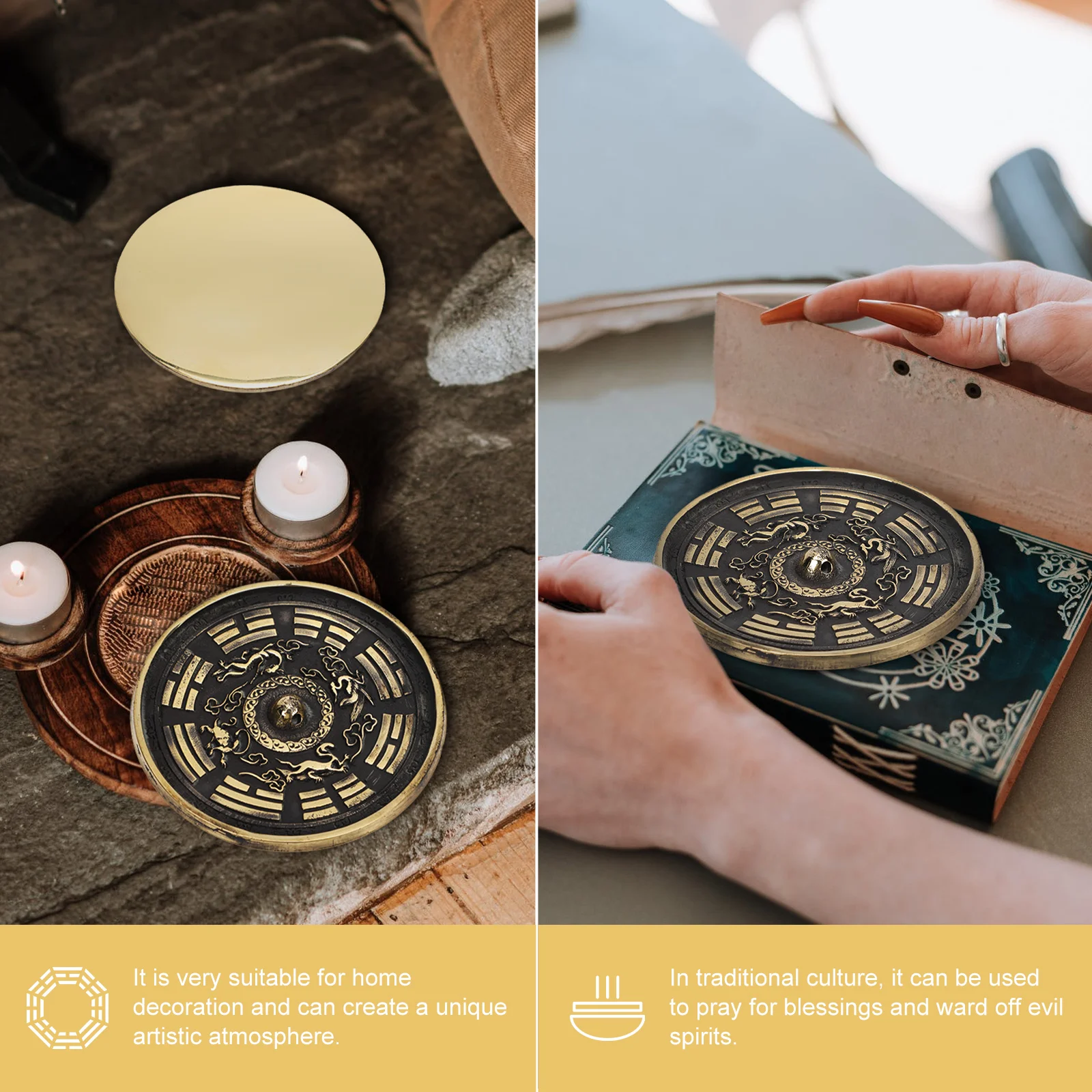 Сливовый боссом бронзовое зеркало домашний декор экзорцизм орнамент медь восемь