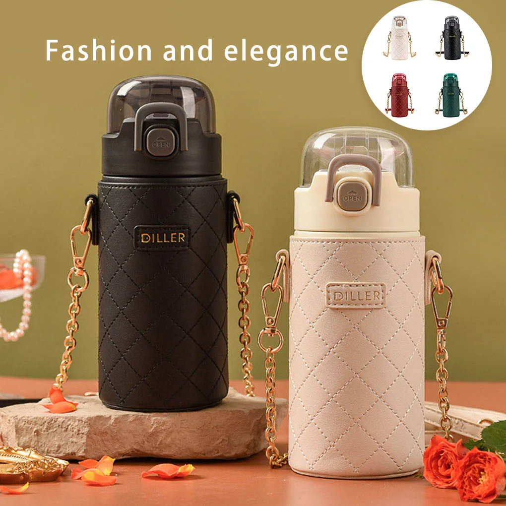 

Женская бутылка для воды через плечо, портативная, антикоррозийная, милая декоративная, 450 мл, сменная, уличная, дорожная, соломенная, вакуумная