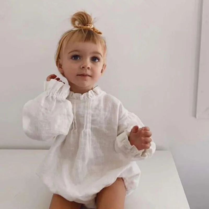 

Infant Baby Boys Girls Pure Color Rompers Clothing New 0-2Yrs Spring Autumn Kids Boy Girl Loose Rompers Clothes