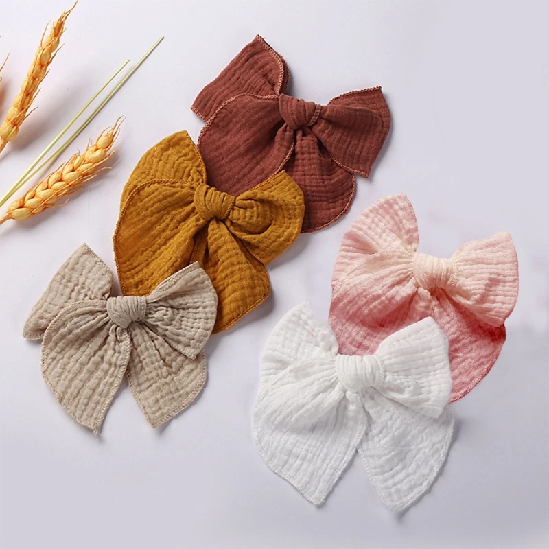 

Милые заколки для волос с бантом для маленьких девочек, заколки для волос из муслина с бантом для детей, заколки для волос, заколки для принц...