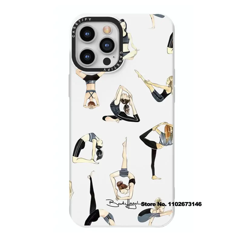 

CASETIFY Yoga девушка жидкий силикагель телефонные чехлы для iPhone 14 13 12 11 Pro Max X XS XR 7P 8P пара противоударный мягкий чехол D0317