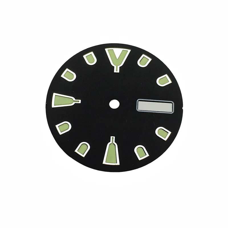 Modified 28.5mm Black Dial Replacement Precision Green Luminous Lettering Dial Fit For NH36A Movement BA8