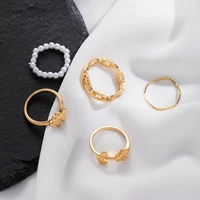 punk gold color chain rings set for women girls fashion irregular finger thin rings gift female jewelry party