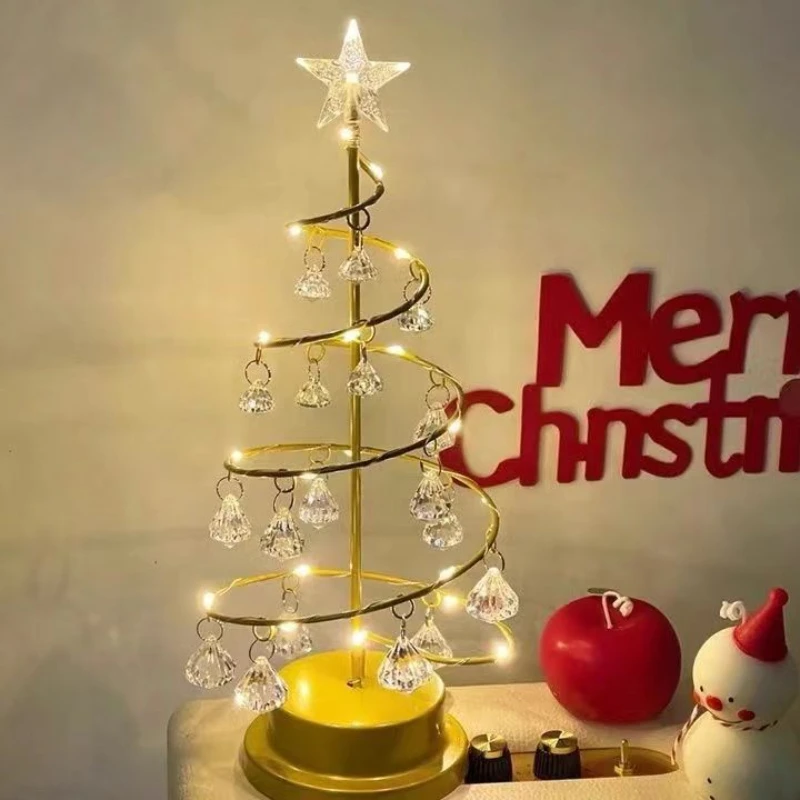 

LED wrought iron crystal tree lamp net red small night lamp decoration home bedroom atmosphere lamp gift decoration table