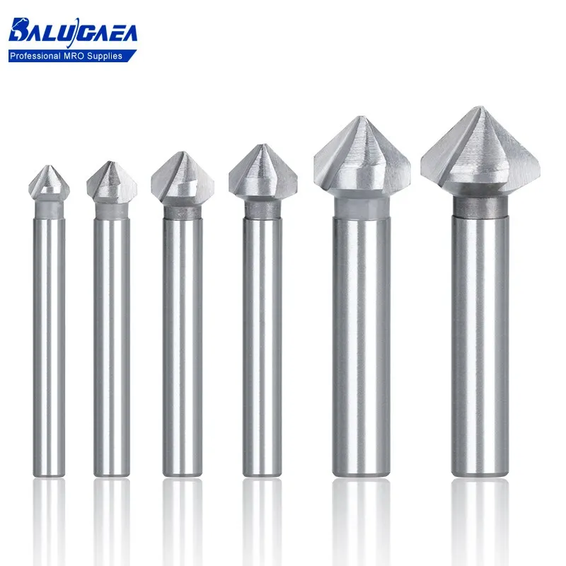 

6PCS 6.3-20.5MM Round Shank 3 Flute 90 Degree HSS Chamfer Chamfering Cutter End Mill Tool Countersink Drill Bit Set Tools