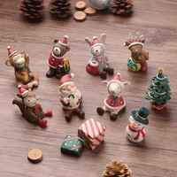 cartoon mini christmas family small animal resin ornament desk figurine creative home decoration accessories gift room decor