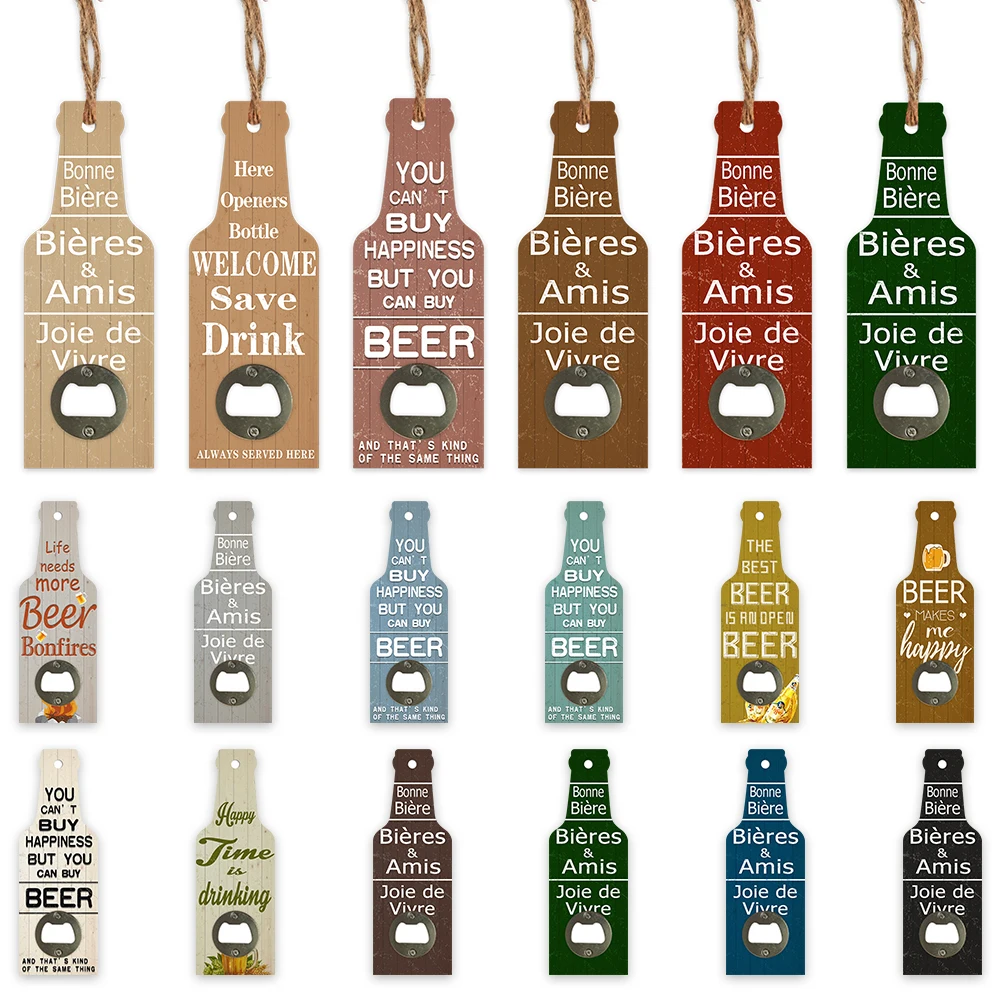 

Wooden Hanging Signs Beer Bottle Corkscrew Wood Decoration Plaque Home/Bar/Coffee Wall Decor Plate