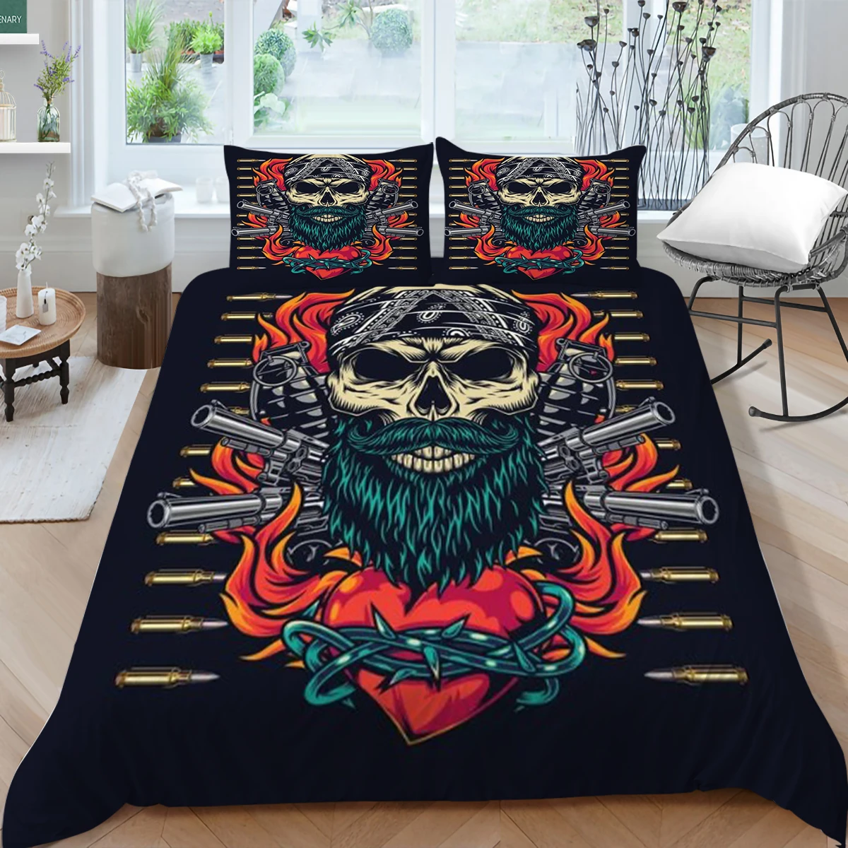 

Wholesale European Pattern Hot Sale Soft Bedding Set 3d Digital Skull Printing 2/3pcs Duvet Cover Set ES/DE/EU/AU/US Size