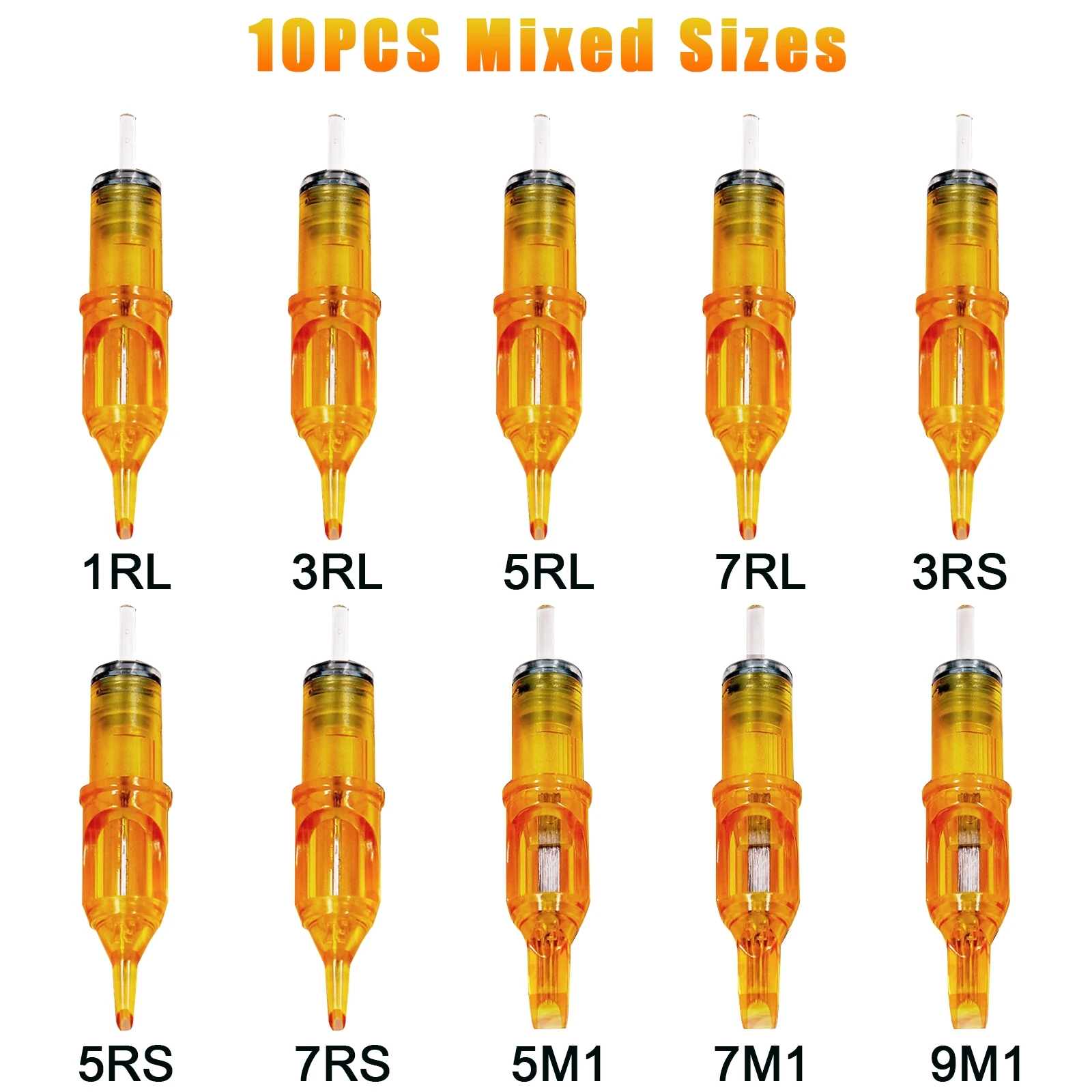 

10pcs Yellow Disposable Tattoo Cartridge Needles Microblading Semi-Permanent Eyebrow Lips Needles for Tattoo Machine Pen