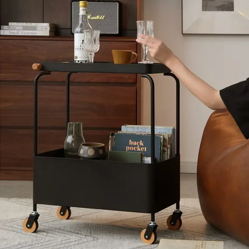 

Small trolley shelves, living room, bedroom sofa, wrought iron moving, wheeled tea, snacks, side table, storage shelves