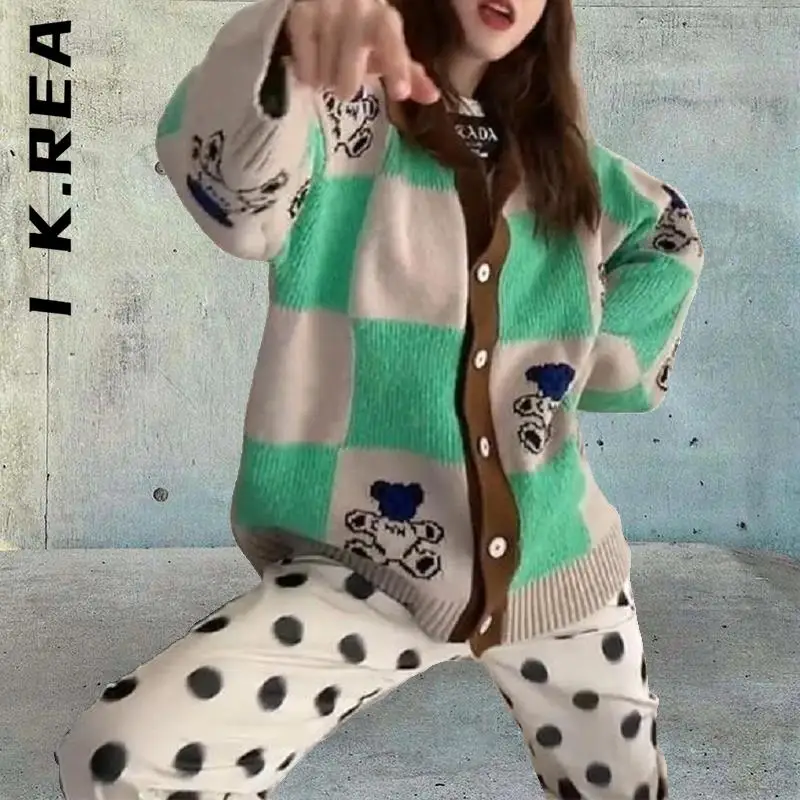 Кардиган I K.Rea Женский вязаный свитер Новый дешевый винтажный жакет популярное
