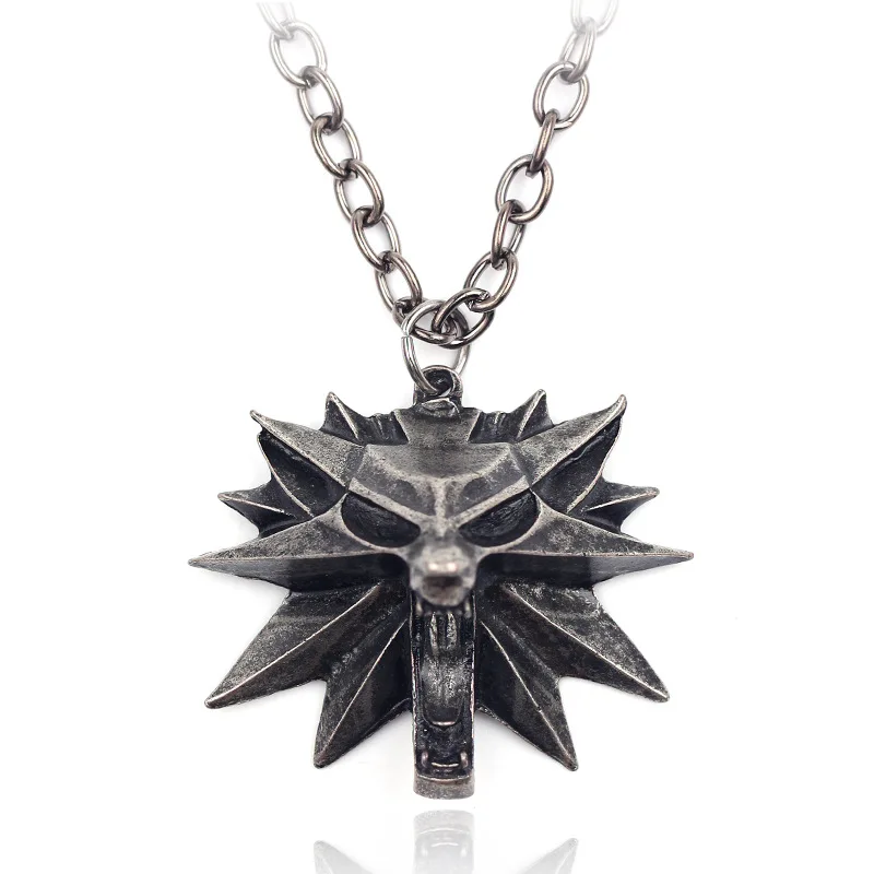 

Men's Necklace Wild Hunt Wolf Head Necklace Stainless Steel Witcher Pendant Medallion Witcher 3 Pendant Medal Hip Hop Jewelry