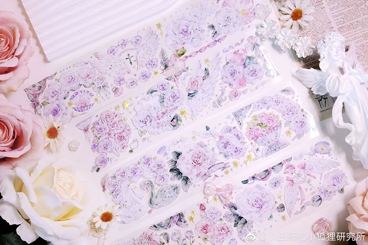 

5meter Purple Pink Floral Soft Love God's Arrow Shiny Pet PET Tape