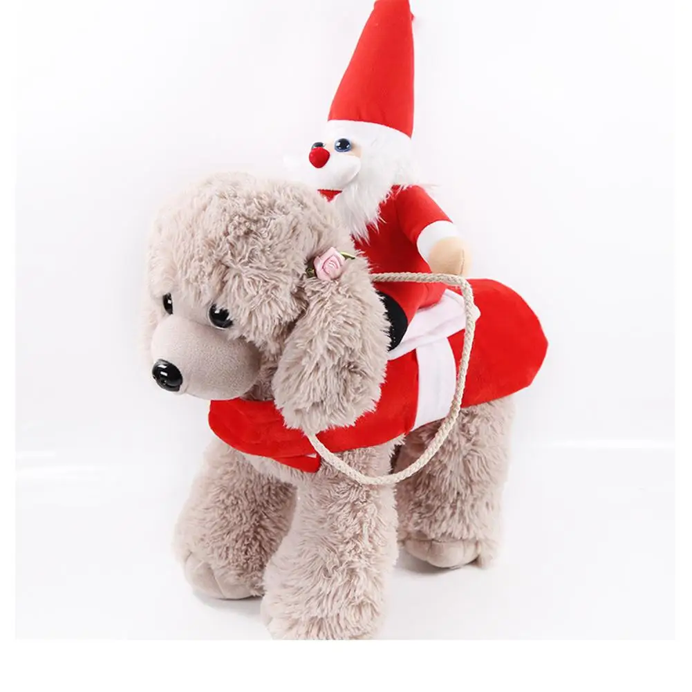 

2pcs Dog Cat Christmas Clothes High Elasticity Magic Stickers Design Santa Claus Doll Dress Up Outfit Pet Supplies