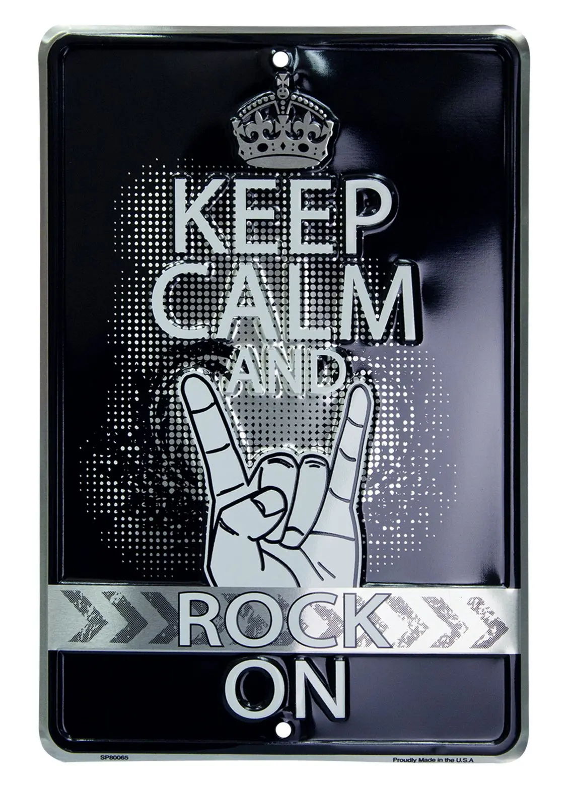

Hangtime Keep Calm and Rock on Only 8 X 12 Embossed Metal Sign