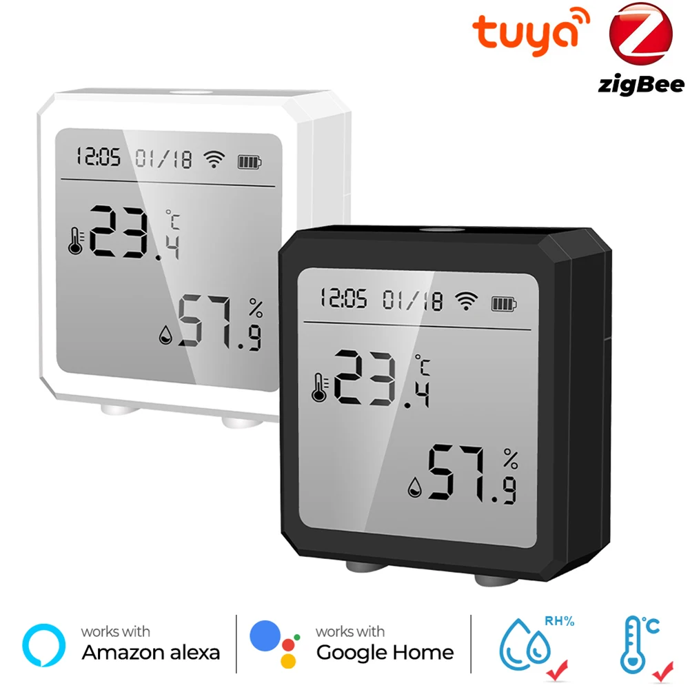 

Датчик температуры и влажности Tuya Zigbee, Wi-Fi датчик влажности и температуры в помещении, гигрометр с ЖК-дисплеем, умный дом