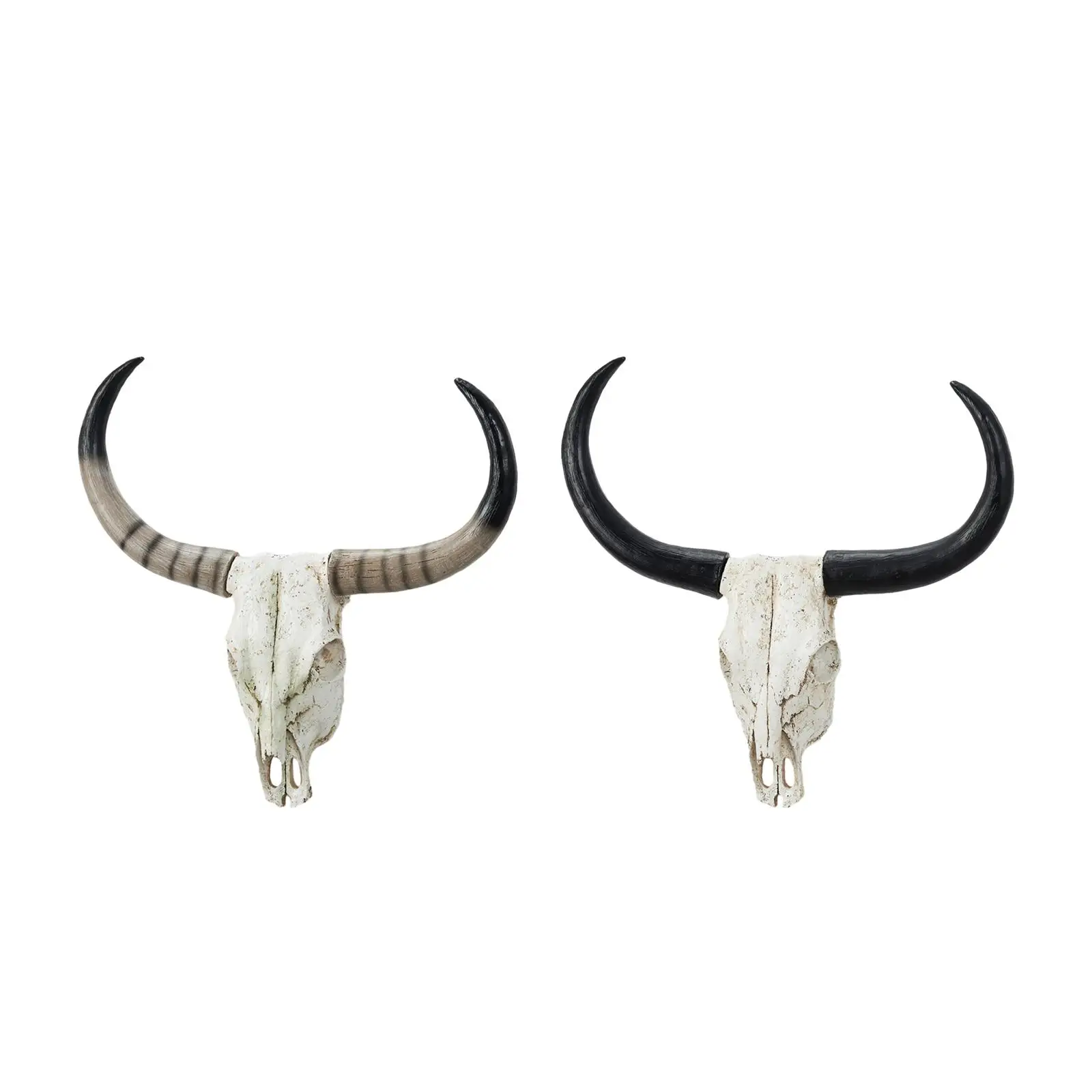

Long Horn Cow Skull Wall Sculpture Animals Heads Wall Decor for Cabinet Home