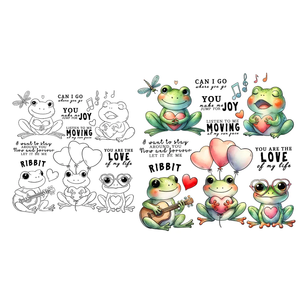 Mangocraft Cute Heart Frogs Clear Stamp Love Valentine's Day DIY Scrapbooking Supplies Silicone Stamp For Cards Albums Decor