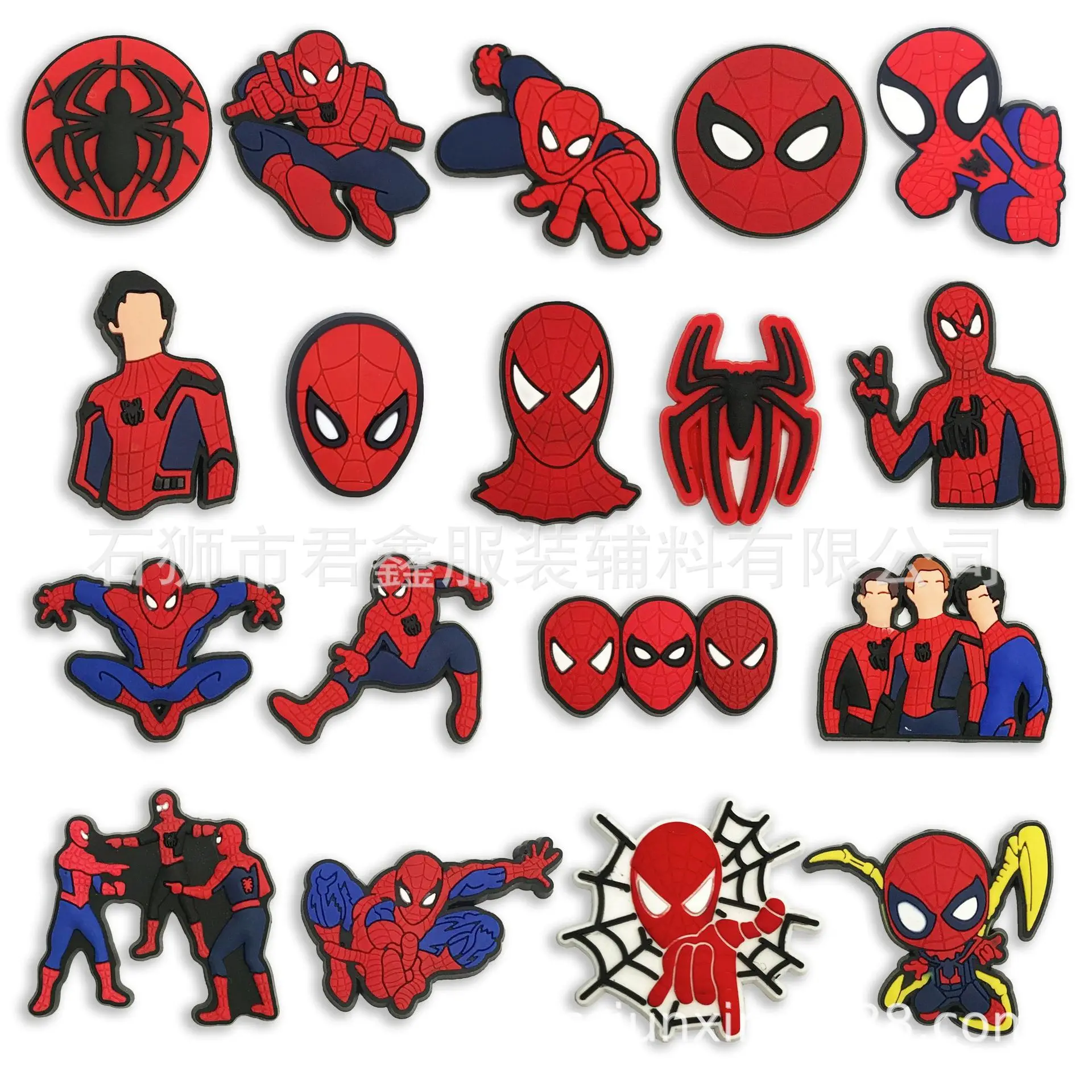 Single Sale 1pcs Spiderman PVC DIY Shoe Crocs Decorations Charms Accessories Slippers Decoration Buckle Wholesale Kid Boy Gifts